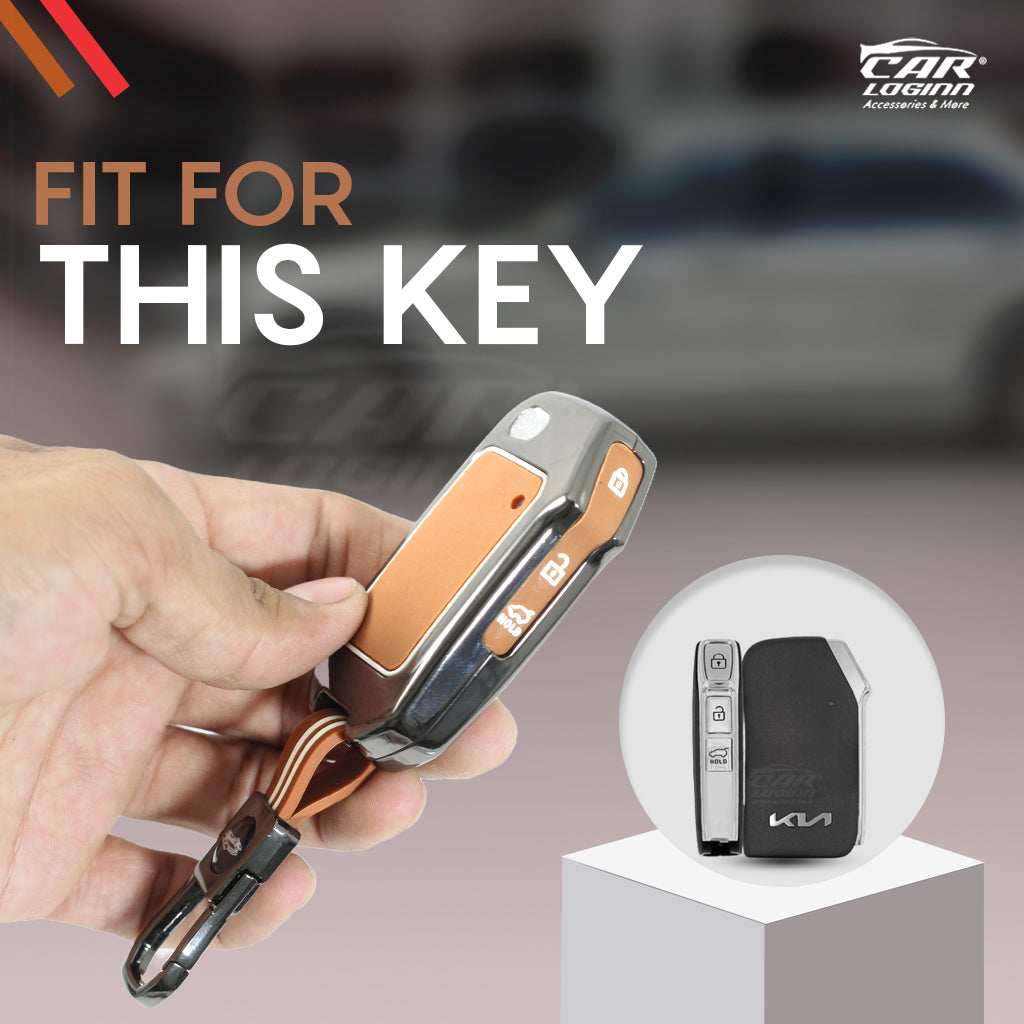Luxury Zinc Alloy Metal Soft Silicon Key Case for New Kia Seltos 2023 Facelift | Carens X Line | Sonet Facelift - 3 Button Flip Key