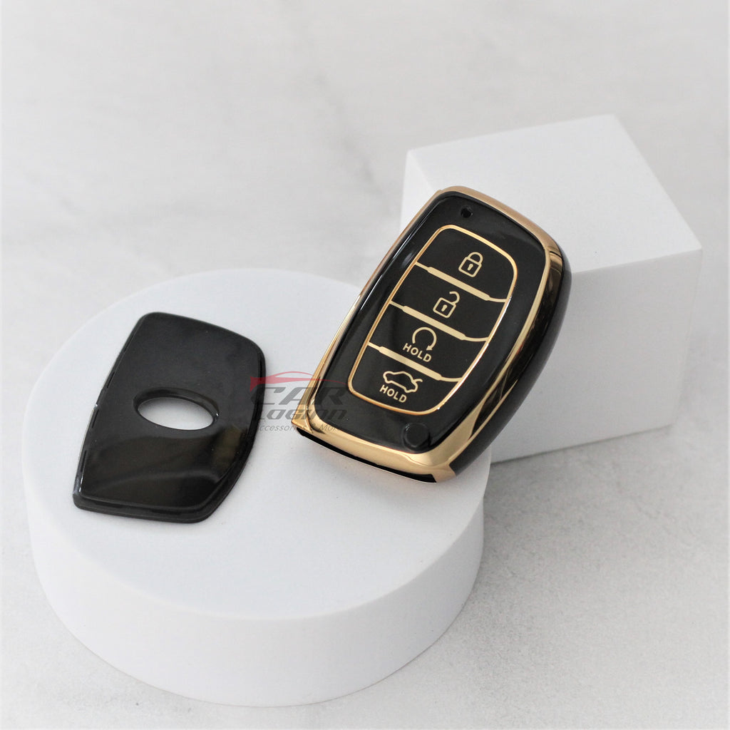 TPU Car Key Cover Fit for Hyundai Alcazar | Creta Facelift 2024 | New Creta SX - 4 Button Smart Key