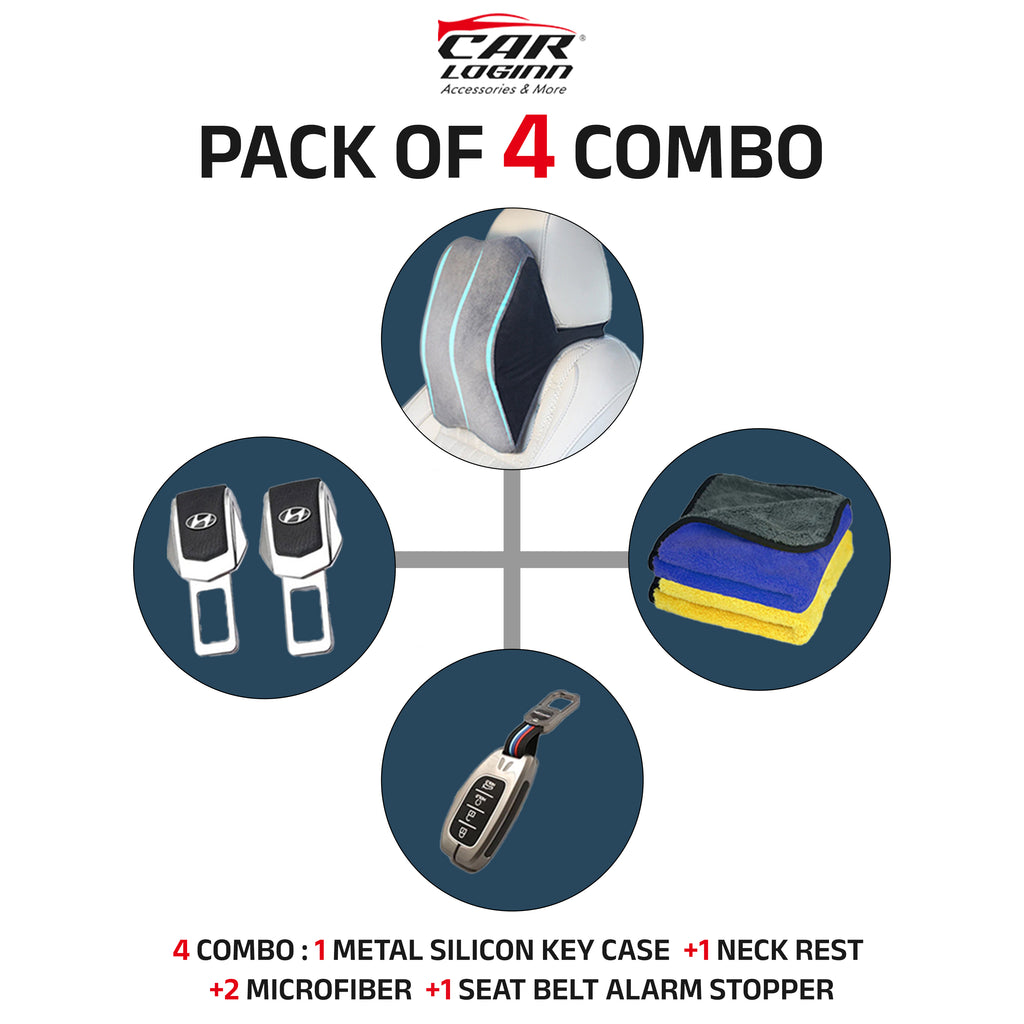 Metal Car Key Cover for New Hyundai Alcazar | Creta Facelift 2024 | New Creta SX ( 4 Button Smart Key )