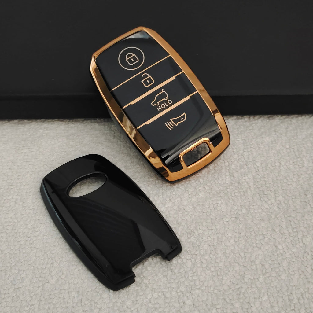 TPU Car Key Cover Fit for KIA Carens | Carnival | Seltos | Sonet (4 Button Smart Key)