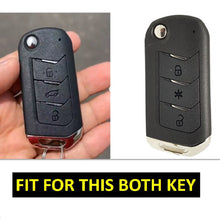 Load image into Gallery viewer, Metal Alloy Leather Key case for Mahindra New Scorpio-N | XUV 700 | New THAR | Xuv-300 | Marazzo | Scorpio | Bolero ( 3 Button Flip/Smart Key)(TAN)