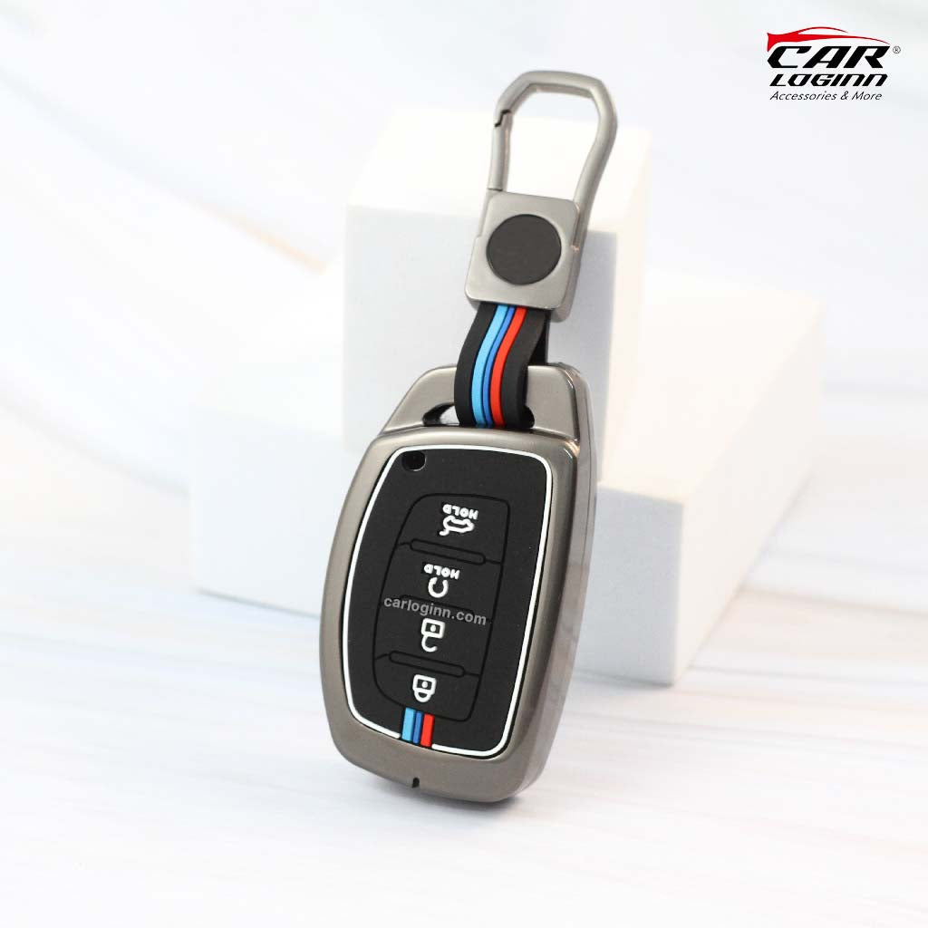 Metal Car Key Cover for New Hyundai Alcazar | Creta Facelift 2024 | New Creta SX ( 4 Button Smart Key )