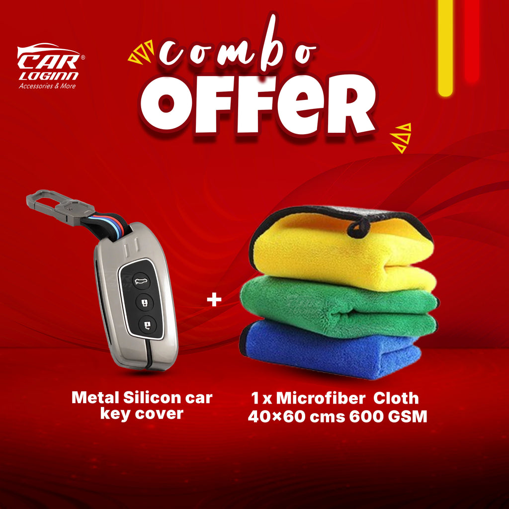 Metal Silicon Key Case for MG Hector | Windsor | Astor | Gloster Smart Key (3 Button)