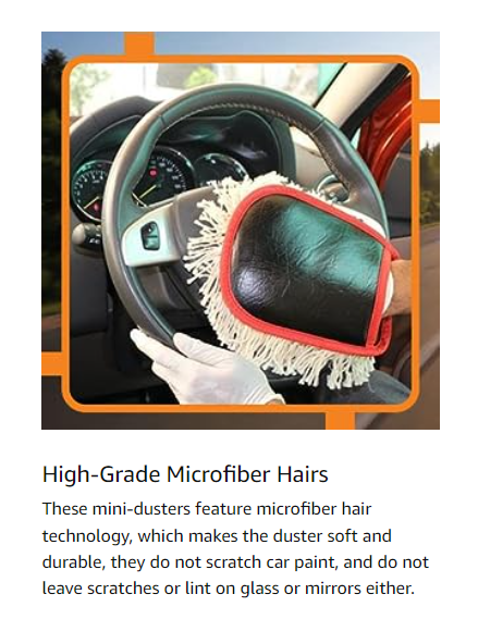 Jopasu Car Cleaning Mini Duster | Cleaning Dust from Car Interiors & Bikes | Scratch Proof | Water Saver & Eco-Friendly Brush