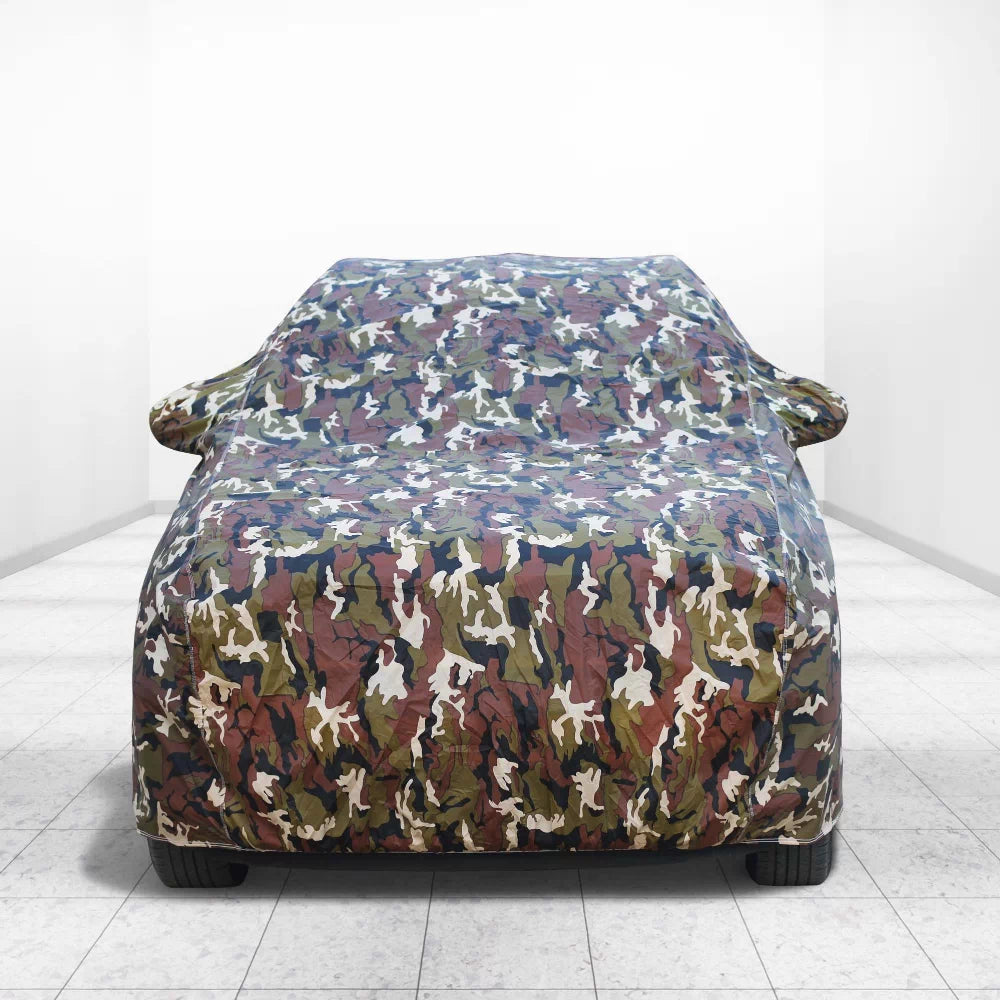 Skoda Kylaq Car Body Cover | All Weather Resistant | Triple Stitched with Soft Cotton Lining | Side Mirror Pocket (JUNGLE VALVET)