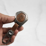 Metal Alloy Leather Key case for Maruti Suzuki  S-Presso | Baleno | Fronx | Alto-800 | Ignis | Swift | Celerio | S-Cross | Ritz | Ciaz | SX4 | Ertiga | Wagon-R | XL 6 | Dezire | Vitara Brezza (2 Button Flip Key) - Tan