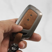 Load image into Gallery viewer, Metal Alloy Leather Key case for MG Hector | Windsor | Astor | Gloster Smart Key (3 Button)