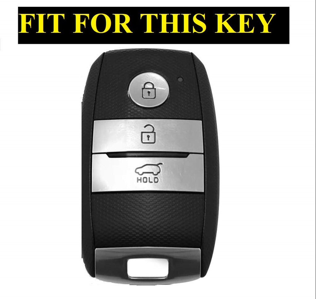 Metal Alloy Leather Key case for KIA Seltos | KIA Sonet | KIA Carens (3 Button Smart Key) (TAN)