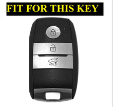 Load image into Gallery viewer, Metal Alloy Leather Key case for KIA Seltos | KIA Sonet | KIA Carens (3 Button Smart Key) (TAN)