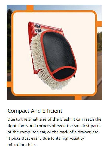 Jopasu Car Cleaning Mini Duster | Cleaning Dust from Car Interiors & Bikes | Scratch Proof | Water Saver & Eco-Friendly Brush