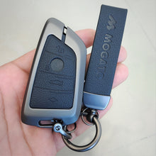 Load image into Gallery viewer, Metal Alloy Leather Key case for BMW GT-Series | X-Series | M-Series | 3-Series | 5-Series | 7-Series 4 Button Smart Key