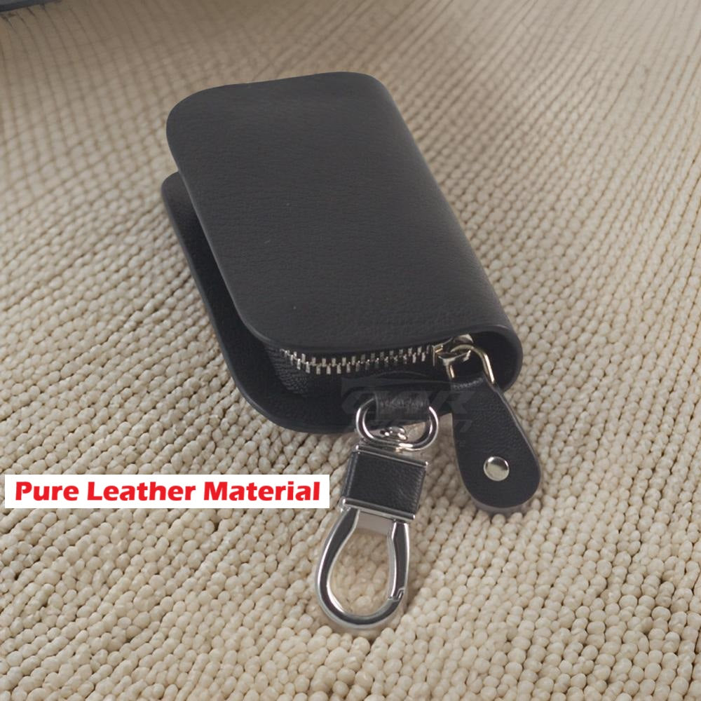 Carloginn Pure Leather Key Holder Pouch with Zipper Suitable for All