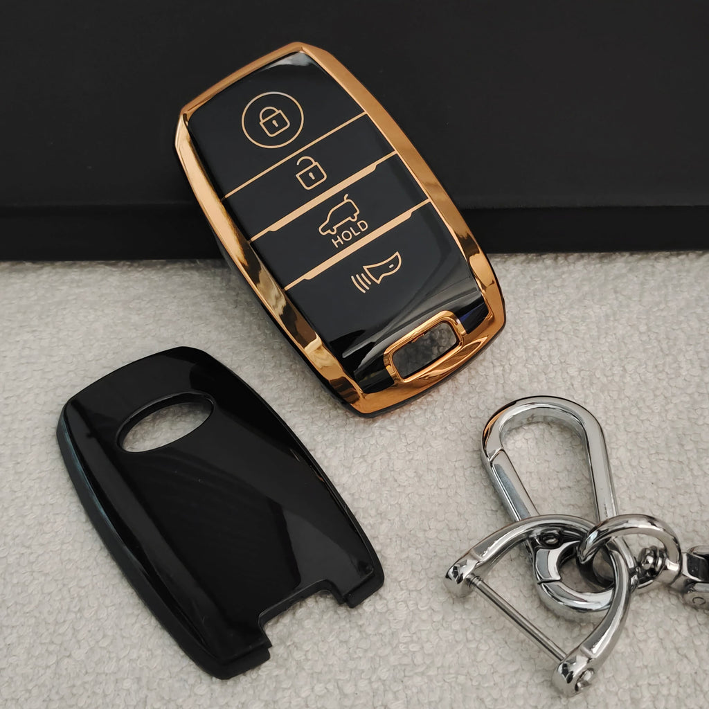 TPU Car Key Cover Fit for KIA Carens | Carnival | Seltos | Sonet (4 Button Smart Key)