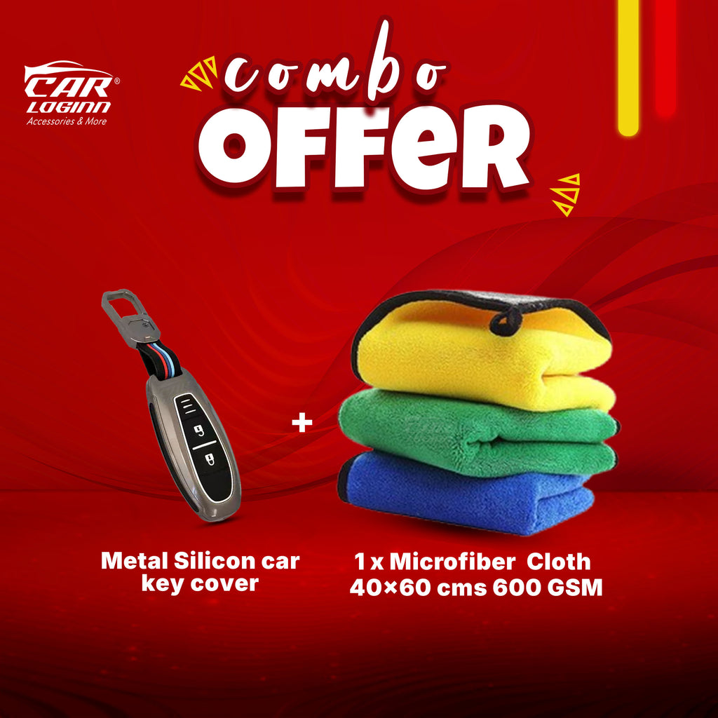 Metal Silicon Alloy Car Key case for Maruti Suzuki Baleno | Vitara Brezza | Ignis | S-Cross | Ciaz (2 Button Smart Key)