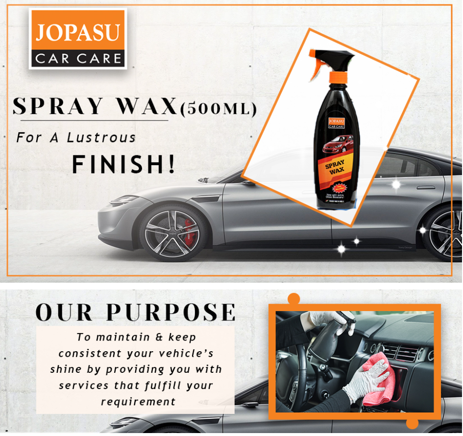 Jopasu Spray Wax (500 ml) with Free Microfibre with High-Shine Gloss Magnifier to Polish | Wax and Protect Painted Surface