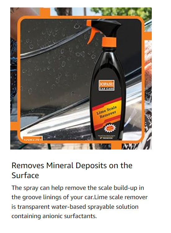 Jopasu Lime Scale Remover (500 ml) for Removing Hard Water Spots from Painted, Chrome, Glass & Vinyl Surfaces