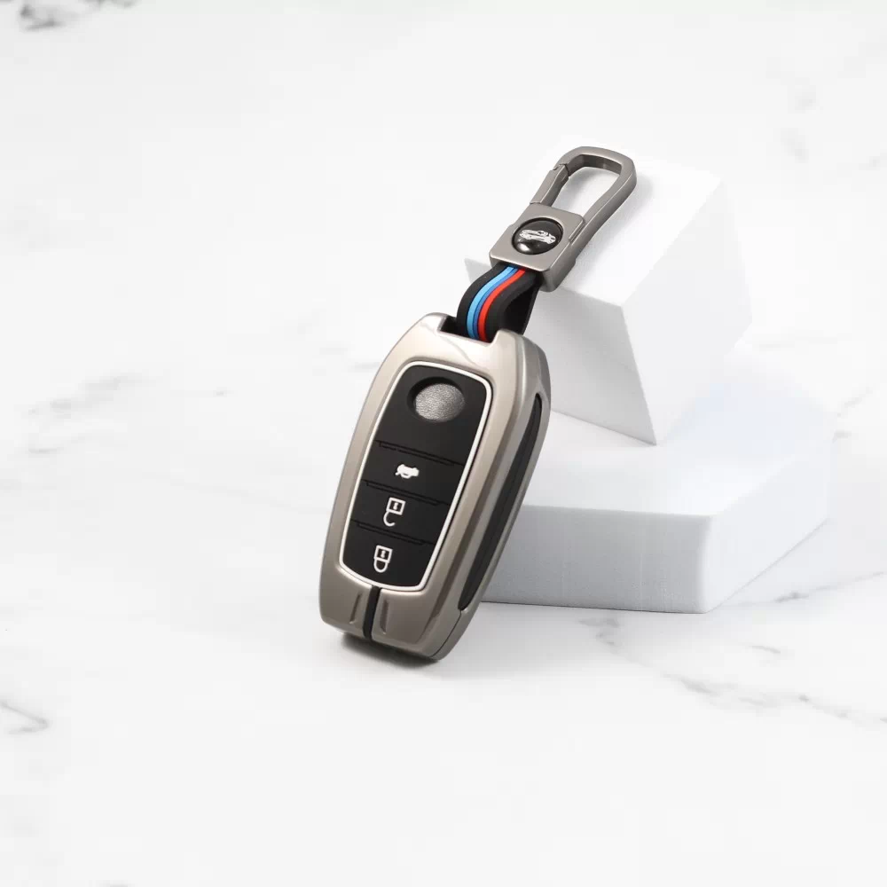 Metal Alloy Silicon Key case for Toyota Innova Hycross | Fortuner | Innova Crysta Smart Key (3 Button Smart Key)