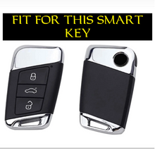 Load image into Gallery viewer, Metal Silicon Key Case for  Skoda Kushaq | Superb | Kodiaq | Slavia | Volkswagen Tiguan | Virtus  3 Button Smart Key