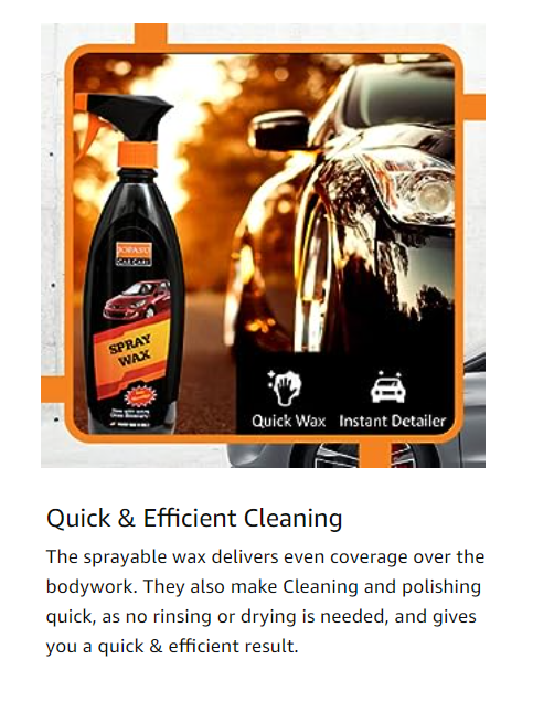 Jopasu Spray Wax (500 ml) with Free Microfibre with High-Shine Gloss Magnifier to Polish | Wax and Protect Painted Surface