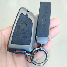Load image into Gallery viewer, Metal Alloy Leather Key case for BMW GT-Series | X-Series | M-Series | 3-Series | 5-Series | 7-Series 4 Button Smart Key