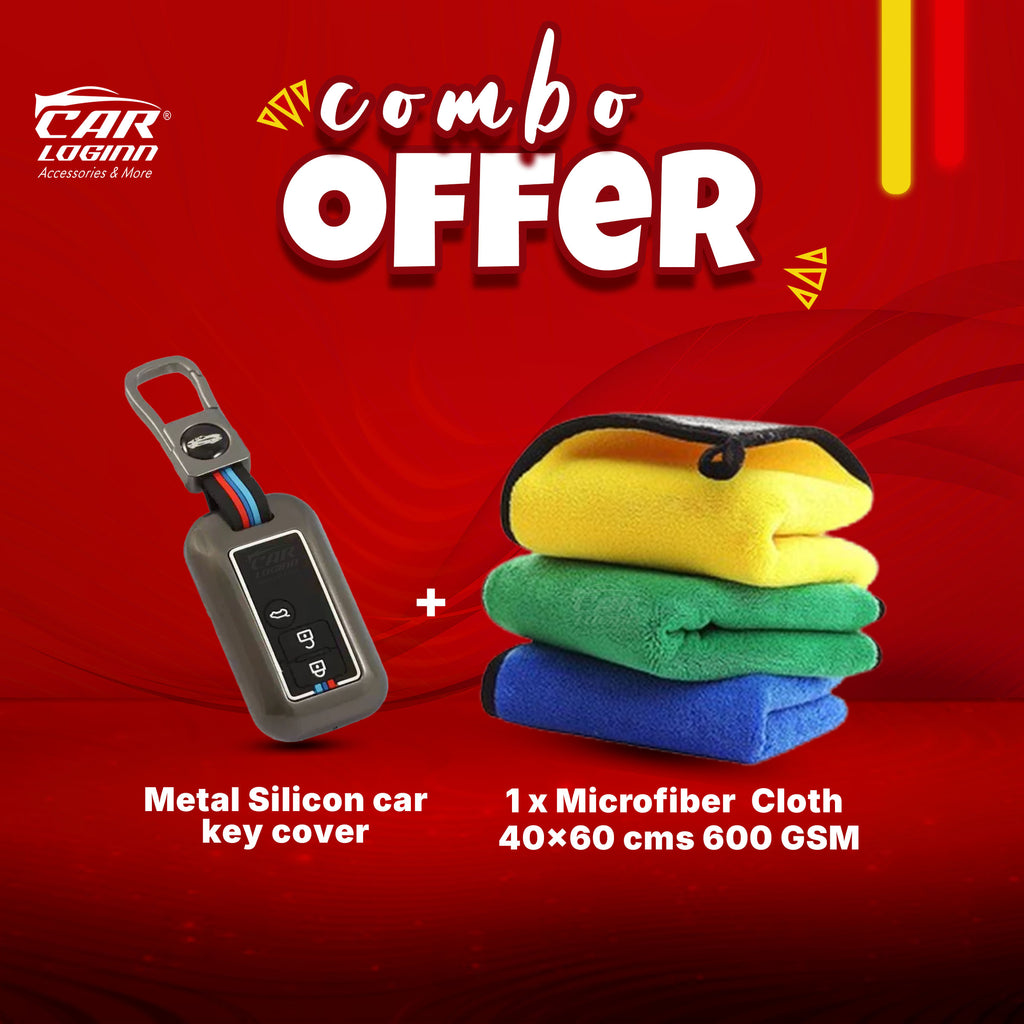 Metal Silicon Car Key cover for Maruti Suzuki Grand Vitara | Fronx | New Brezza | XL 6 | Ignis | Baleno | New Ertiga | Ignis | New Swift | New Dezire 3 Button Smart Key