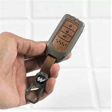 Load image into Gallery viewer, Metal Alloy Leather Key case for Honda Amaze | Accord | Jazz | Honda City | BR-V| CR-V | WR-V | Civic 3 Button Smart Key  (TAN)