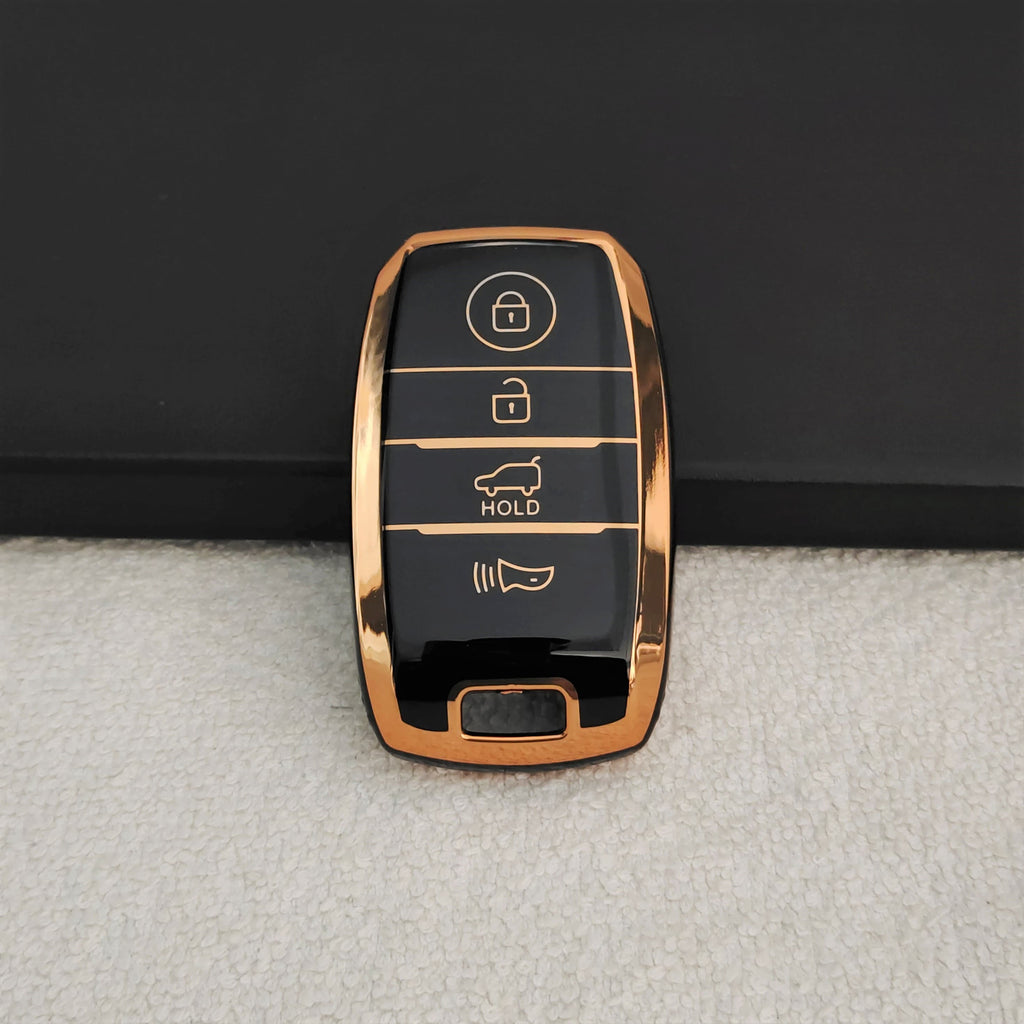 TPU Car Key Cover Fit for KIA Carens | Carnival | Seltos | Sonet (4 Button Smart Key)