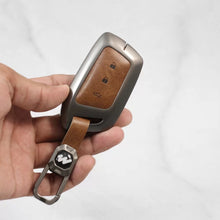 Load image into Gallery viewer, Metal Alloy Leather Key case for MG Hector | Windsor | Astor | Gloster Smart Key (3 Button)