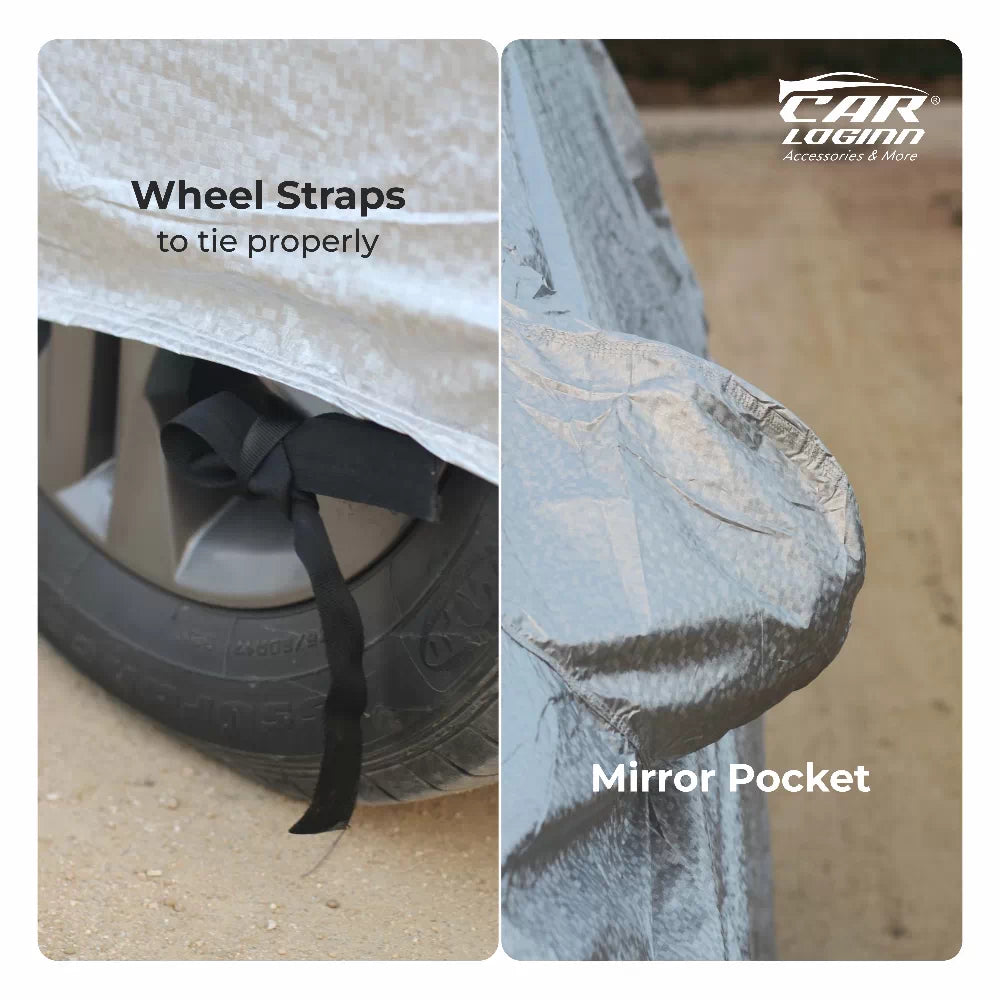 Hyundai Tucson Car Body Cover | All Weather Resistant | Triple Stitched with Soft Cotton Lining | Side Mirror Pocket (AERO Silver)