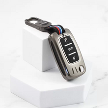 Load image into Gallery viewer, Metal Silicon Alloy Car Key case for Skoda Rapid | Yeti | Superb | Laura | Fabia | Octavia 2014 | Volkswagen Jetta | Vento | Polo | Ameo3 Button Flip Key