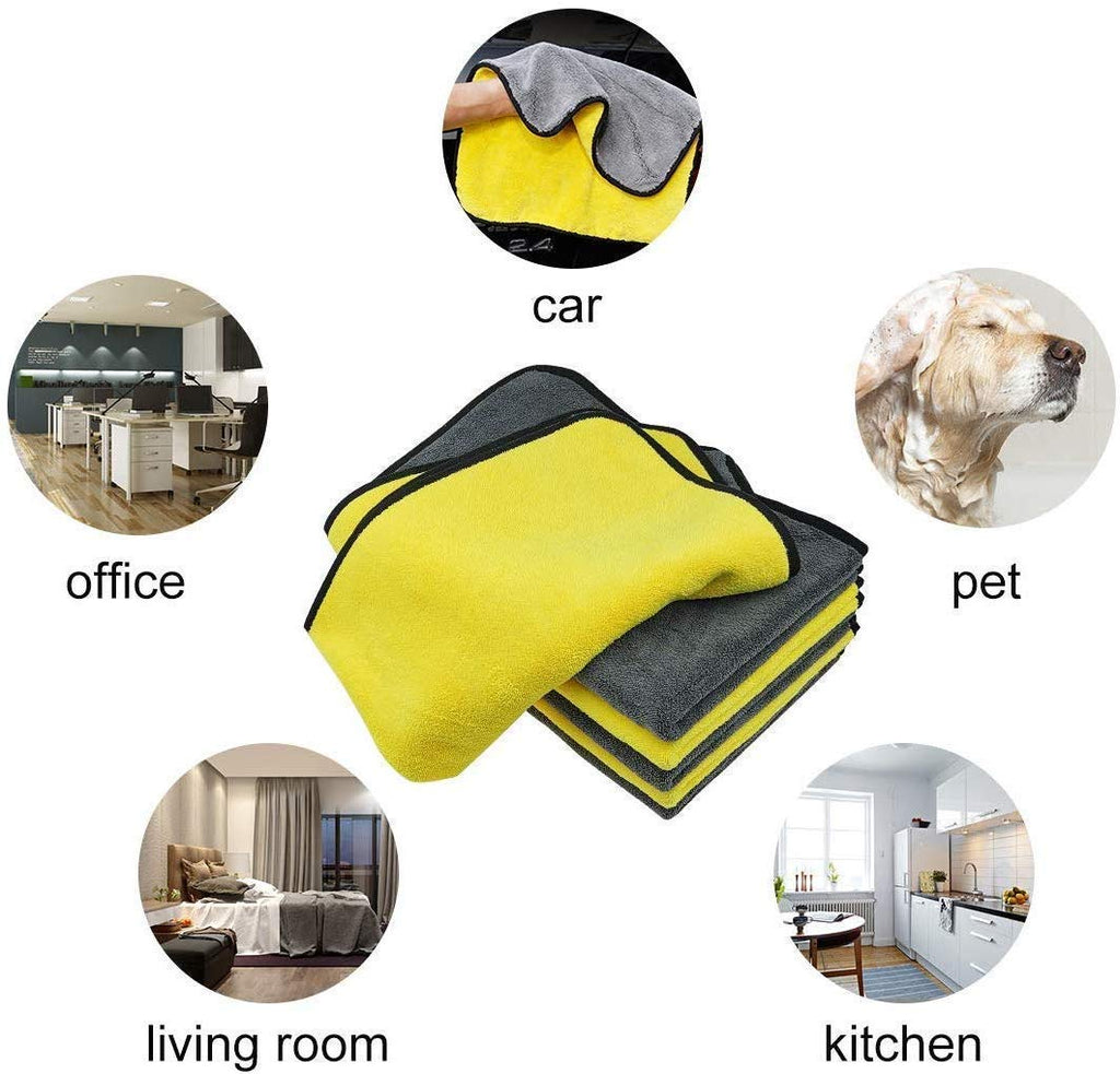 Microfiber Double Layered Cloth 40x60 cms with 600 GSM | Extra Thick Microfiber Cleaning Cloths for Cars & Bike - Both Interior and Exterior