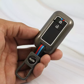 Metal Silicon Car Key cover for Maruti Suzuki  Grand Vitara | Fronx | New Brezza | XL 6 | Ignis | Baleno | New Ertiga | Ignis | New Swift | New Dezire (2 Button Smart Key)