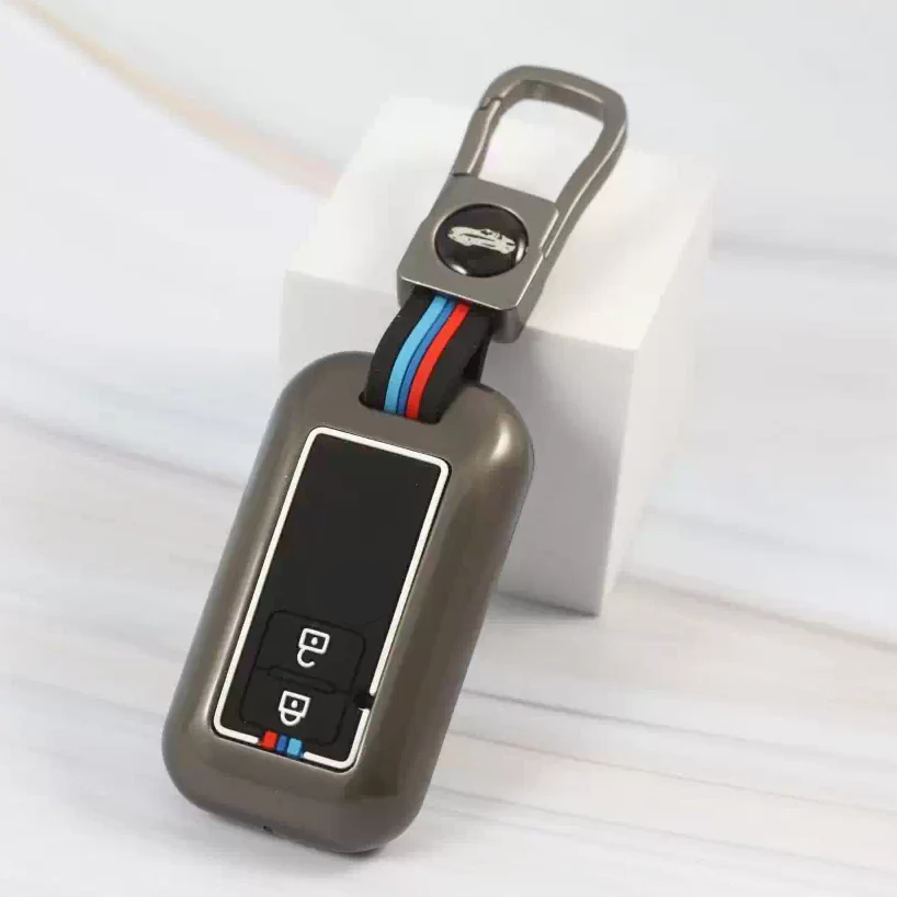 Metal Silicon Car Key cover for Maruti Suzuki  Grand Vitara | Fronx | New Brezza | XL 6 | Ignis | Baleno | New Ertiga | Ignis | New Swift | New Dezire (2 Button Smart Key)