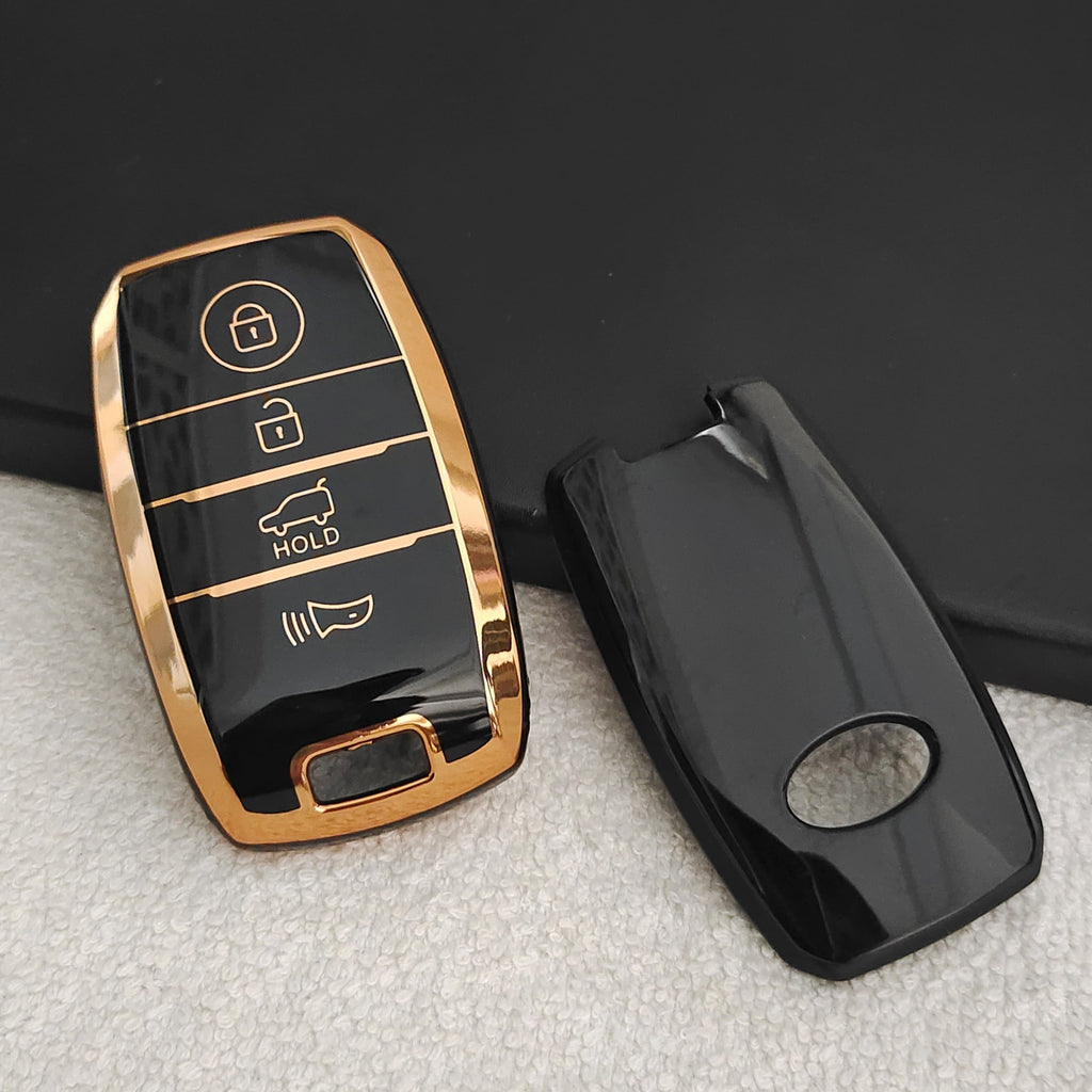 TPU Car Key Cover Fit for KIA Carens | Carnival | Seltos | Sonet (4 Button Smart Key)