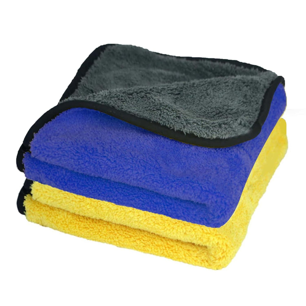 Microfiber Double Layered Cloth 40x60 cms with 600 GSM | Extra Thick Microfiber Cleaning Cloths for Cars & Bike - Both Interior and Exterior