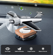 Load image into Gallery viewer, Solar Powered Car Perfume Diffuser/Dispenser | Aeroplane Glider Design | Auto Rotation Fan | For Car Dashboard with Perfume liquid & Organic Fragrance