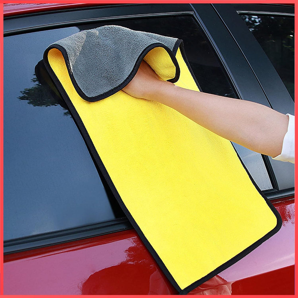 Microfiber Double Layered Cloth 40x60 cms with 600 GSM | Extra Thick Microfiber Cleaning Cloths for Cars & Bike - Both Interior and Exterior