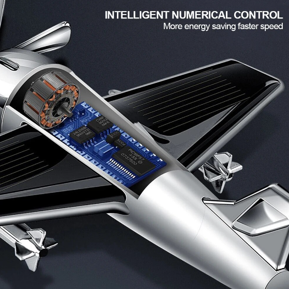 Solar Powered Car Perfume Diffuser/Dispenser | Aeroplane Glider Design | Auto Rotation Fan | For Car Dashboard with Perfume liquid & Organic Fragrance