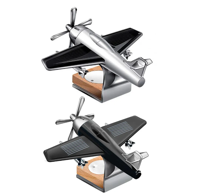 Solar Powered Car Perfume Diffuser/Dispenser | Aeroplane Glider Design | Auto Rotation Fan | For Car Dashboard with Perfume liquid & Organic Fragrance