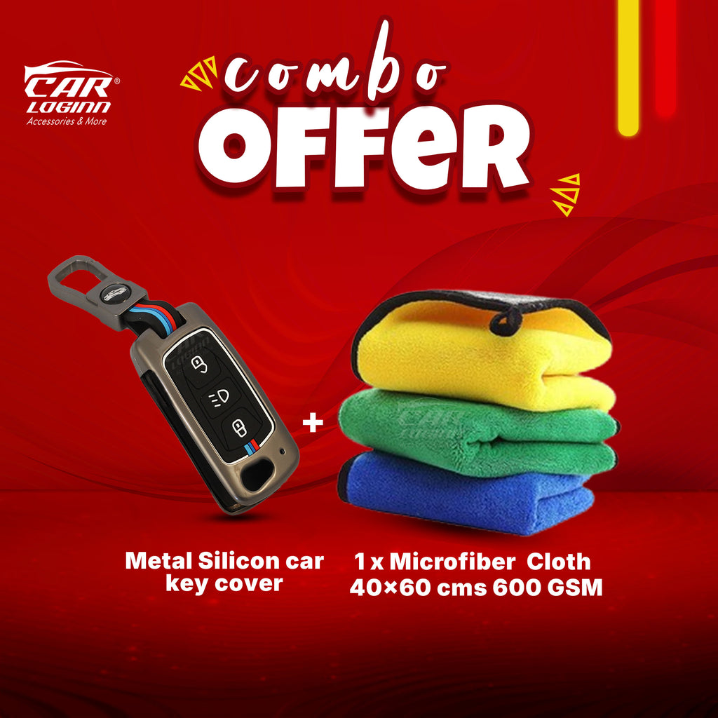 Metal Silicon Alloy Key case for Tata Harrier | Punch | Tigor | Bolt | Nexon | Hexa | Zest | Tiago Flip Key (3 Button Flip Key)