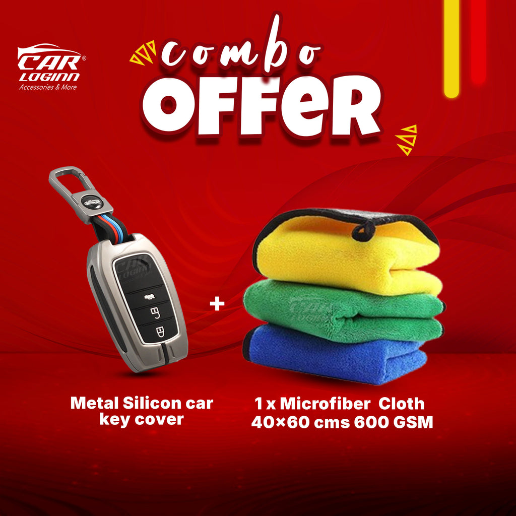 Metal Alloy Silicon Key case for Toyota Innova Hycross | Fortuner | Innova Crysta Smart Key (3 Button Smart Key)