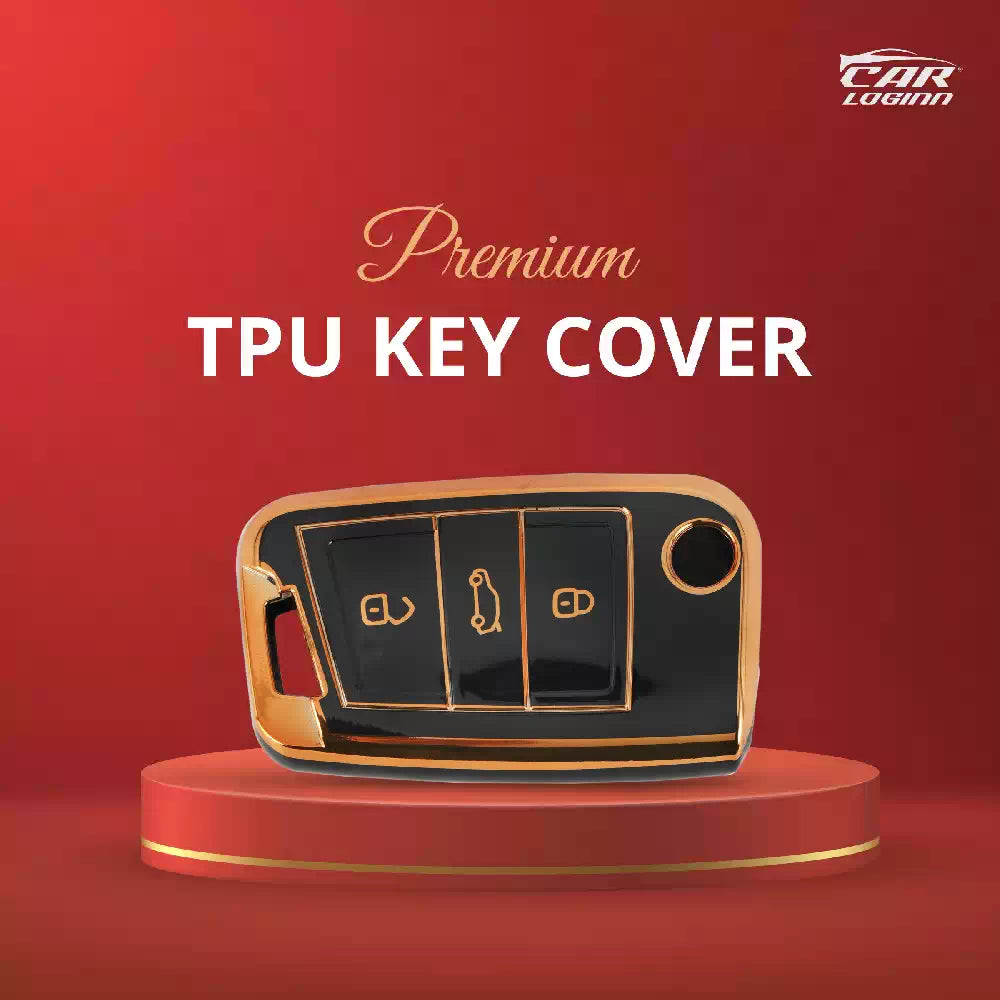 TPU Car Key Cover Fit for Skoda Kushaq | Skoda Kodiaq | Skoda Slavia | Octavia | Volkswagen Tiguan | Virtus | New Polo | New Vento Flip Key