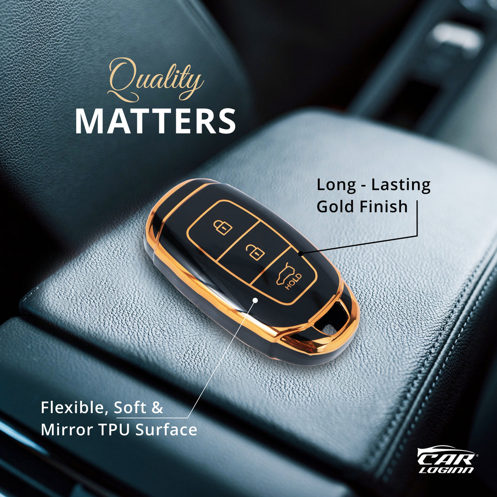 TPU Car Key Cover Fit for Hyundai Old Verna | Verna -2020 | New Verna | Kona Electric (3 Button Smart Key)