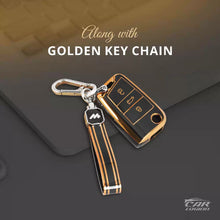 Load image into Gallery viewer, TPU Car Key Cover Fit for Skoda Kushaq | Skoda Kodiaq | Skoda Slavia | Octavia | Volkswagen Tiguan | Virtus | New Polo | New Vento Flip Key