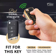Load image into Gallery viewer, TPU Car Key Cover Fit for Skoda Kushaq | Skoda Kodiaq | Skoda Slavia | Octavia | Volkswagen Tiguan | Virtus | New Polo | New Vento Flip Key