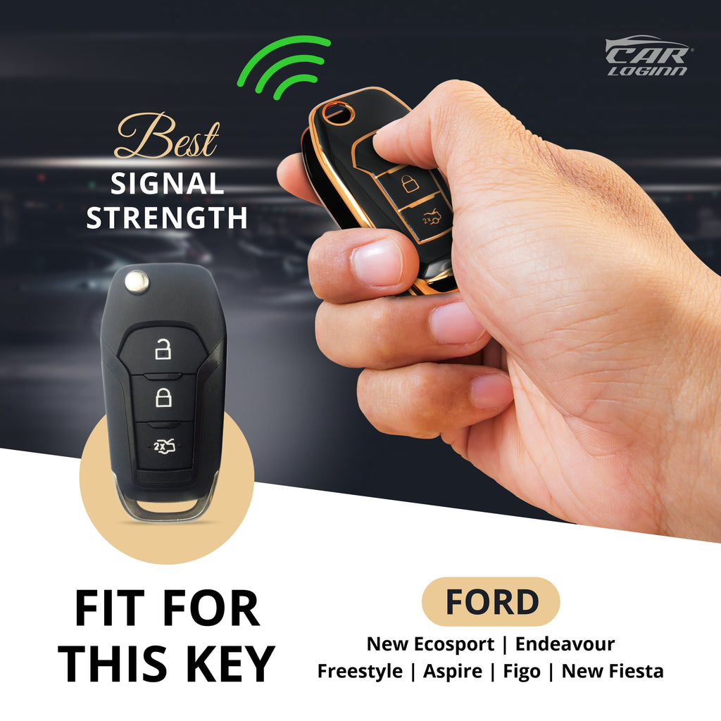 TPU Car Key Cover Fit for Ford New Ecosport | Endeavour | Freestyle | Aspire | Figo | New Fiesta Flip Key