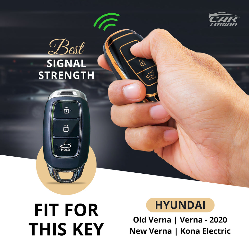 TPU Car Key Cover Fit for Hyundai Old Verna | Verna -2020 | New Verna | Kona Electric (3 Button Smart Key)