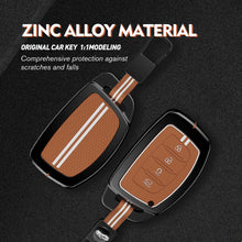 Load image into Gallery viewer, Carloginn Luxury Zinc Alloy Metal Soft Silicon Key Case for  Hyundai Alcazar | Creta Facelift 2024 | New Creta SX ( 4 Button Smart Key ) - TAN COLOR