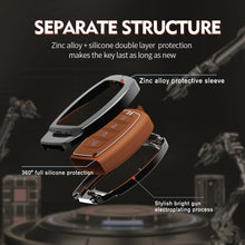 Load image into Gallery viewer, Carloginn Luxury Zinc Alloy Metal Soft Silicon Key Case for  Hyundai Alcazar | Creta Facelift 2024 | New Creta SX ( 4 Button Smart Key ) - TAN COLOR