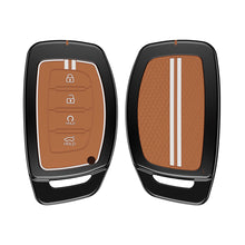 Load image into Gallery viewer, Carloginn Luxury Zinc Alloy Metal Soft Silicon Key Case for  Hyundai Alcazar | Creta Facelift 2024 | New Creta SX ( 4 Button Smart Key ) - TAN COLOR